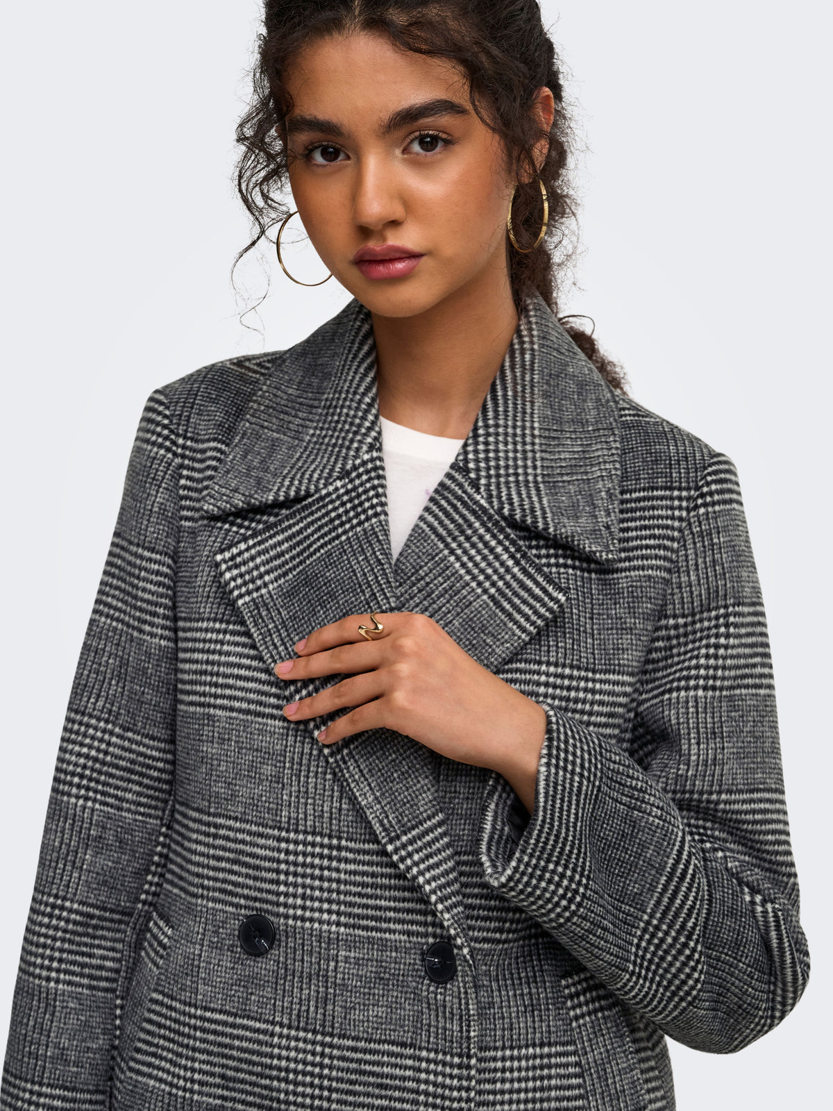 Cappotto Lungo Tenna Doppio Petto a Quadri Grigio Antracite