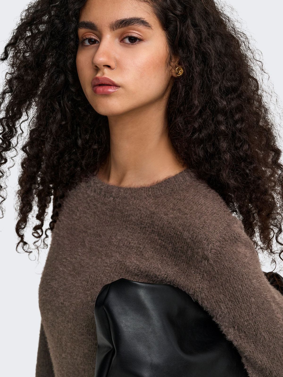 Maglione Only Kerry Fluffy Paricollo Cioccolato