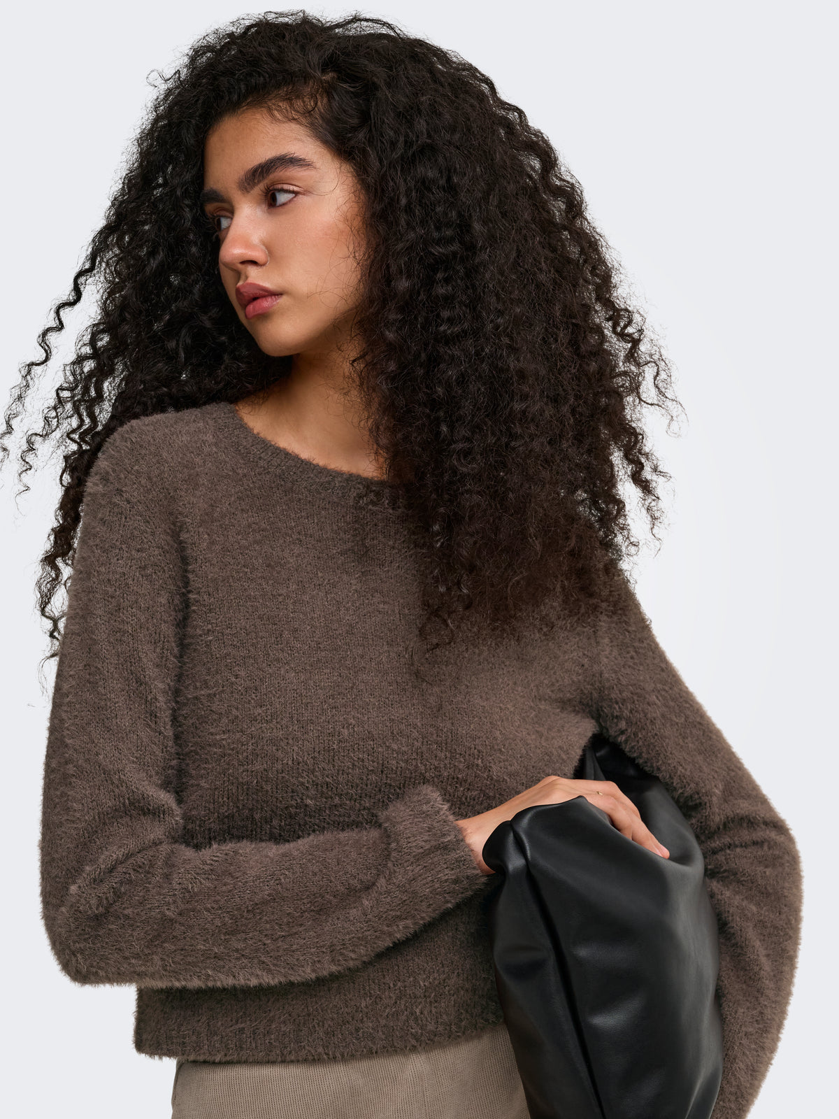 Maglione Only Kerry Fluffy Paricollo Cioccolato