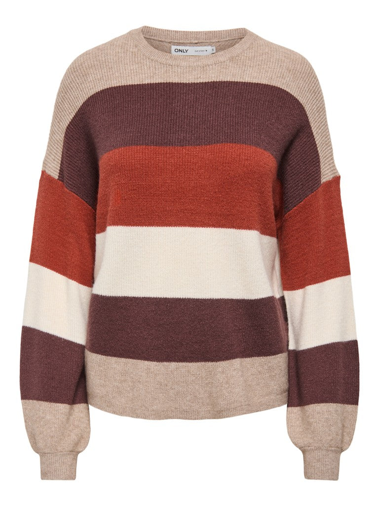 Maglioncino Donna Tia a Righe Multicolore Tonalità Warm Casual
