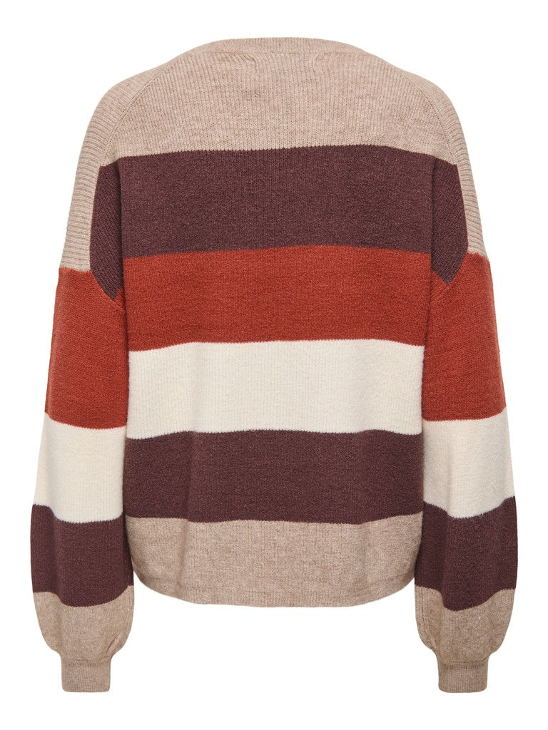 Maglioncino Donna Tia a Righe Multicolore Tonalità Warm Casual