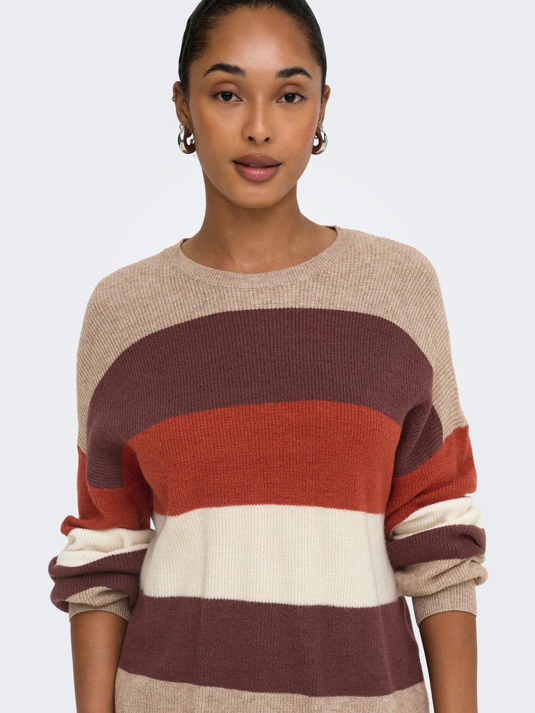 Maglioncino Donna Tia a Righe Multicolore Tonalità Warm Casual
