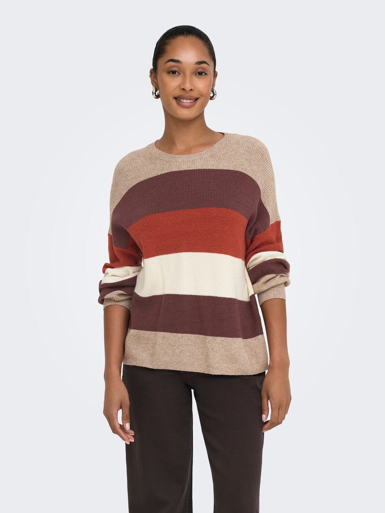 Maglioncino Donna Tia a Righe Multicolore Tonalità Warm Casual