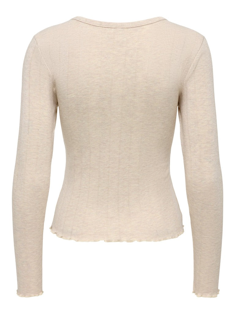 Maglia Donna Manica Lunga Tenna Ecrù Chiaro