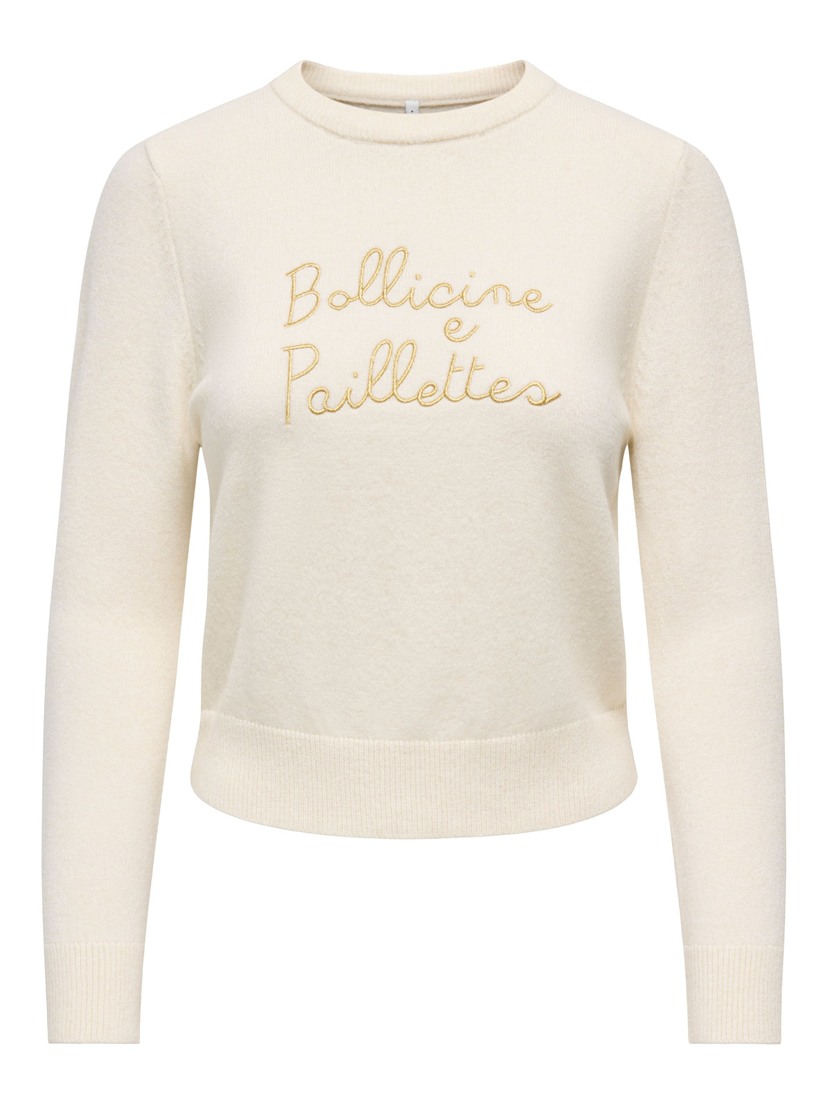 Maglione Snowbear Con Ricamo Bollicine e Paillettes Panna