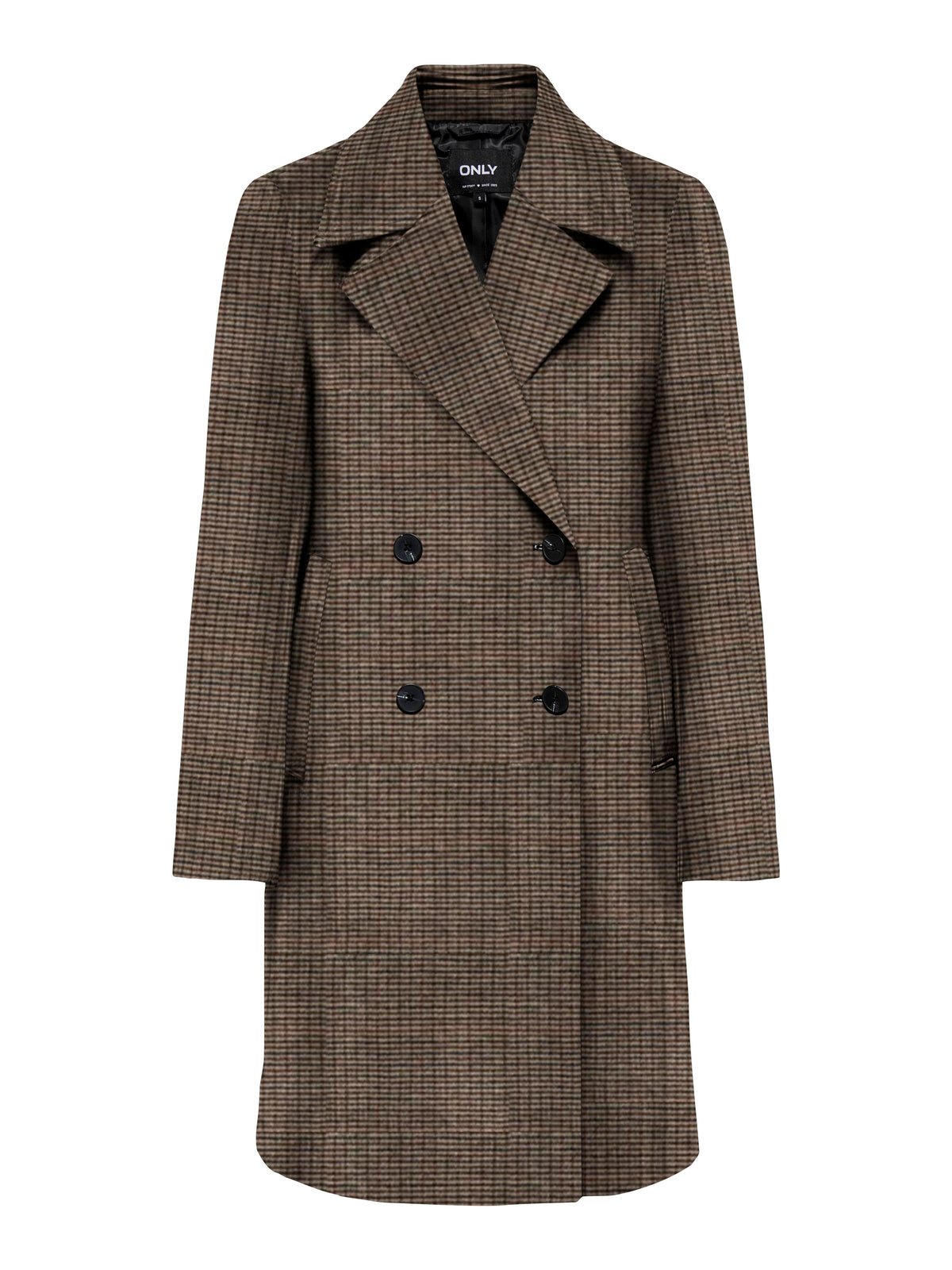 Cappotto Lungo Tenna Doppio Petto a Quadri Marrone
