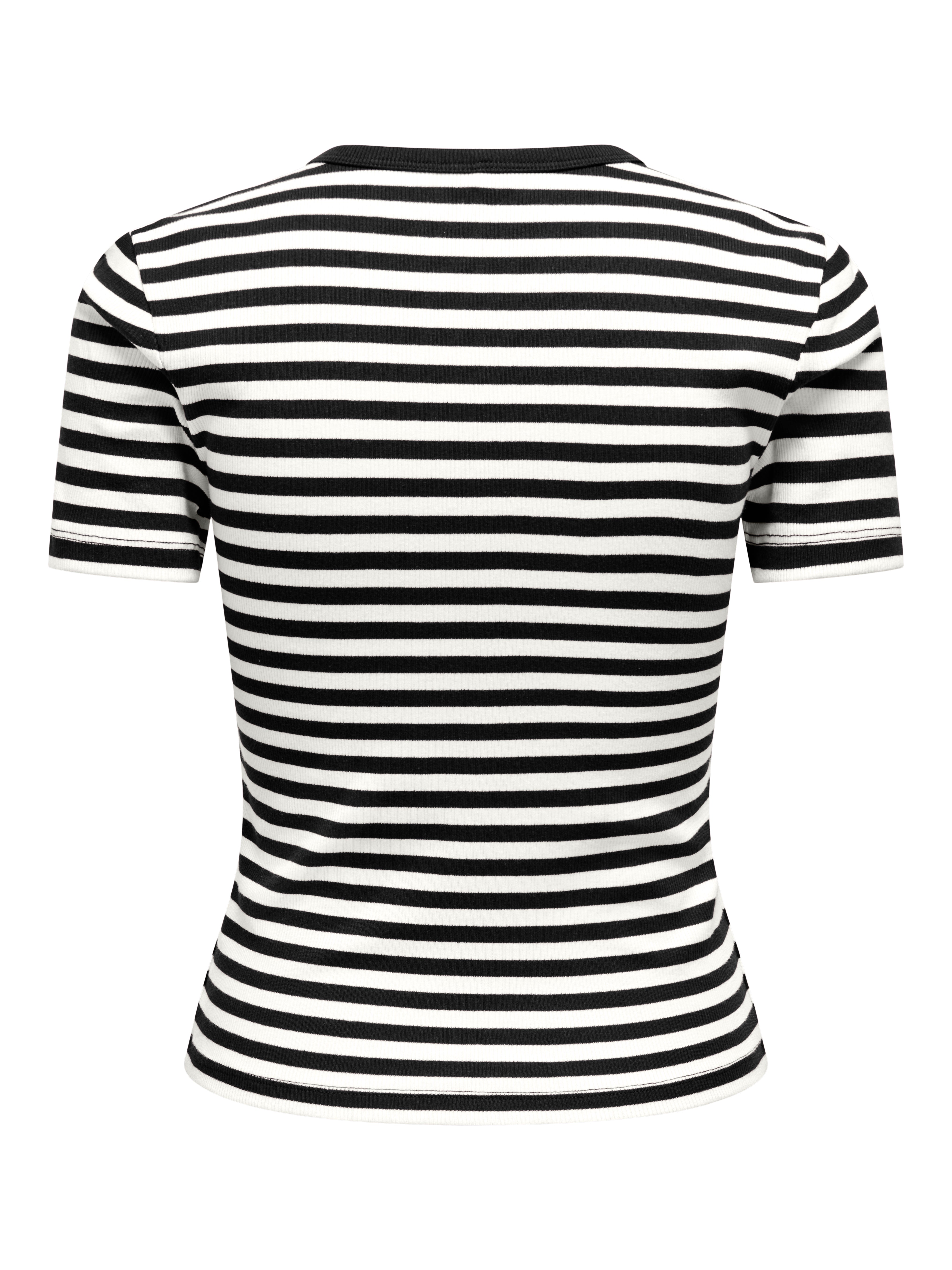 T-shirt Val a Righe Bianco e Nero Con Cuore