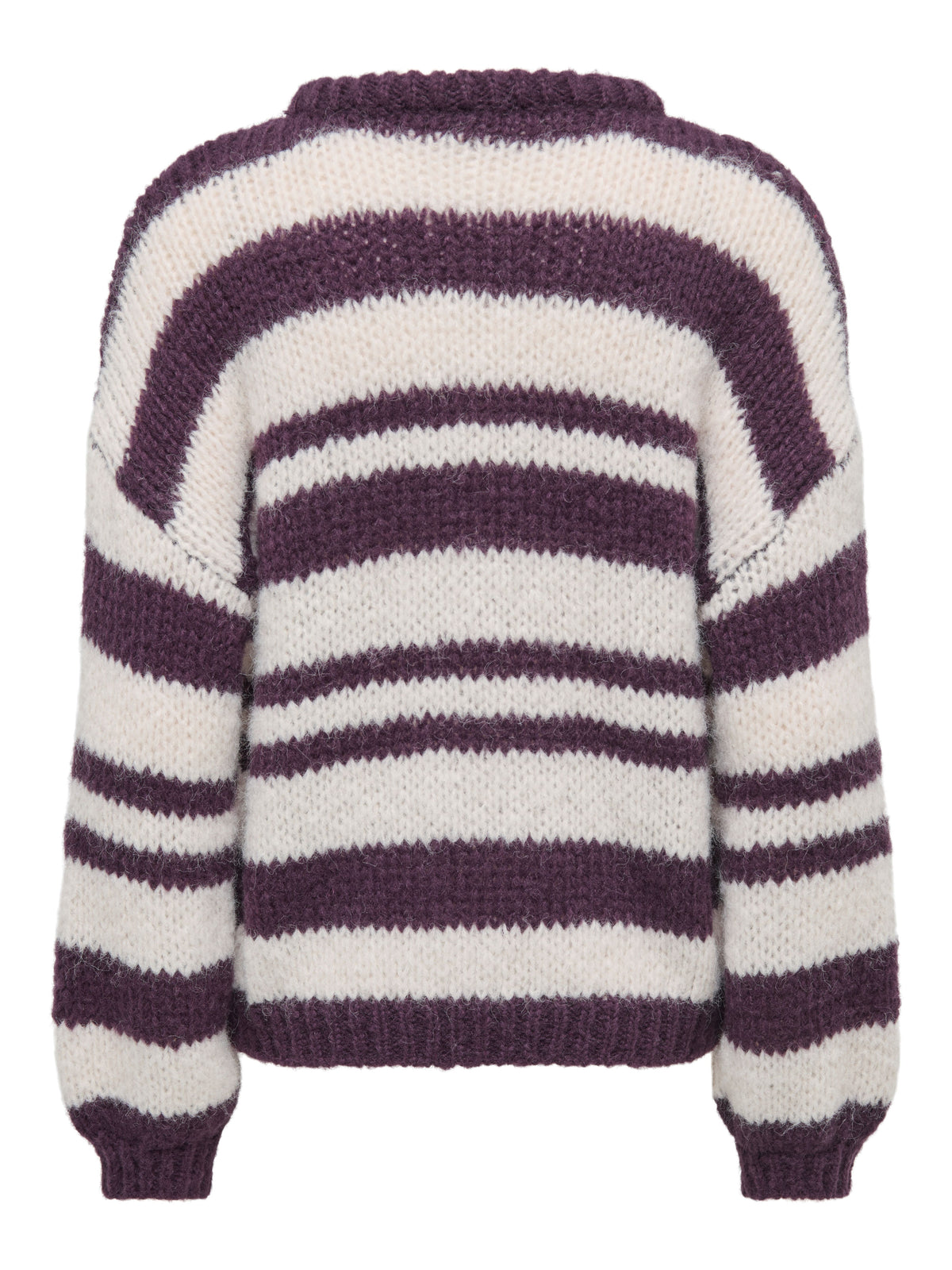 Maglione Girocollo Only Nordic a Righe Viola Prugna e Panna