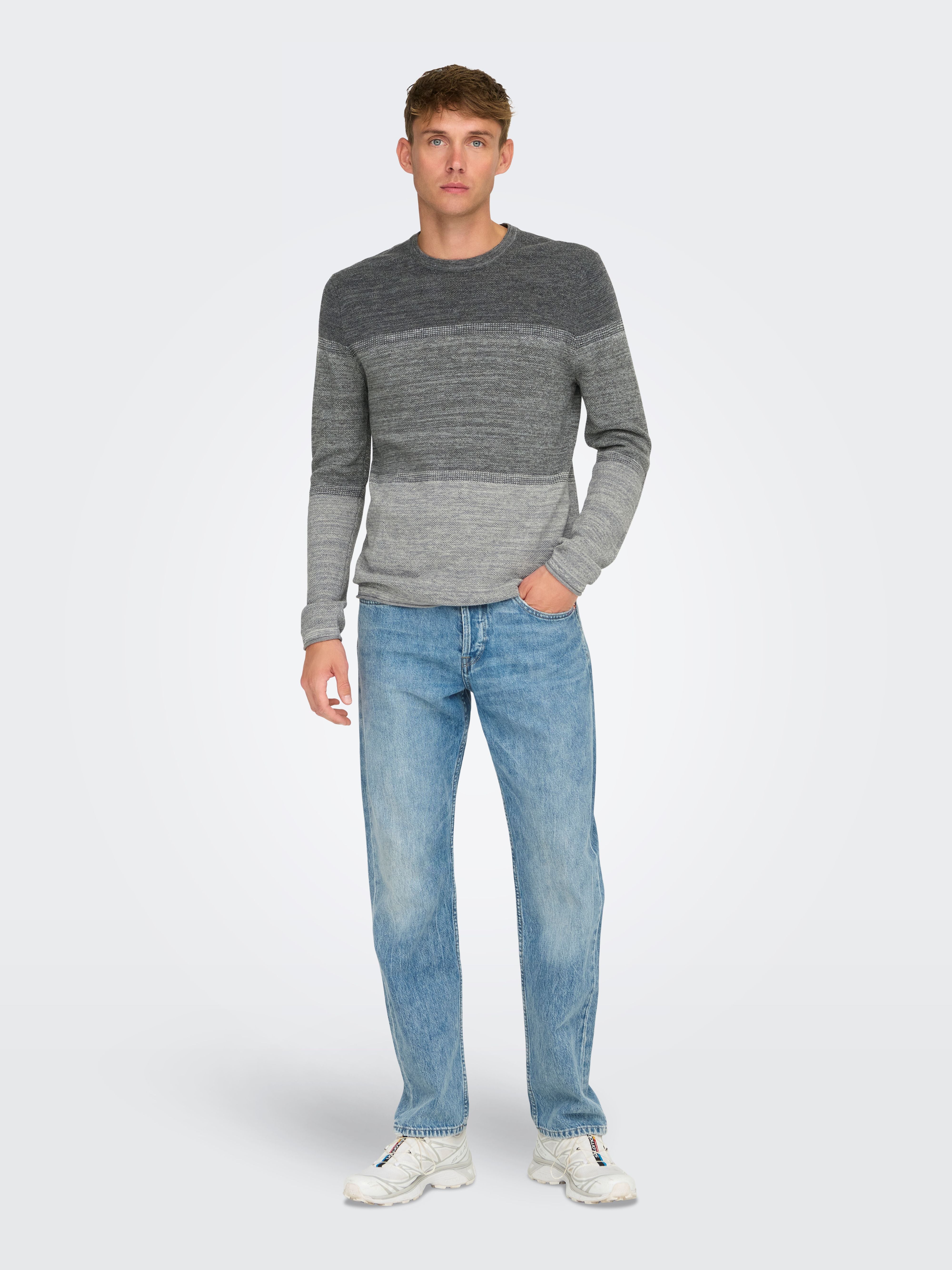 Maglione Felix Only and Sons Grigio Girocollo