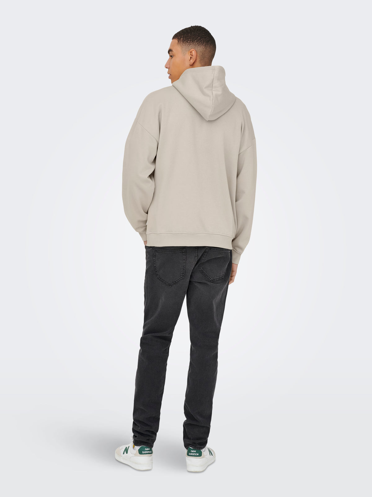 Felpa Uomo Felpata Only & Sons con Cappuccio Turner Loose Fit Beige Chiaro