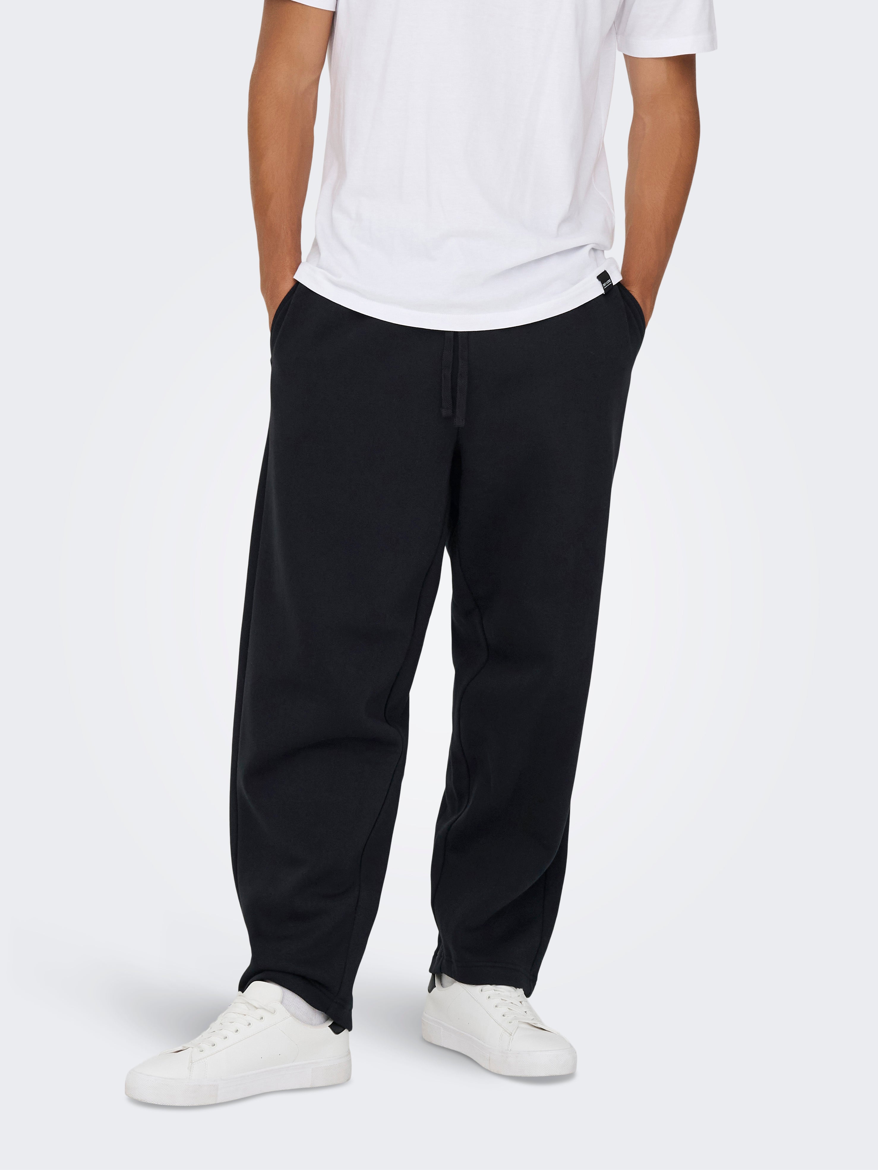 Pantalone Ceres in Felpa Felpato Wide Leg Nero