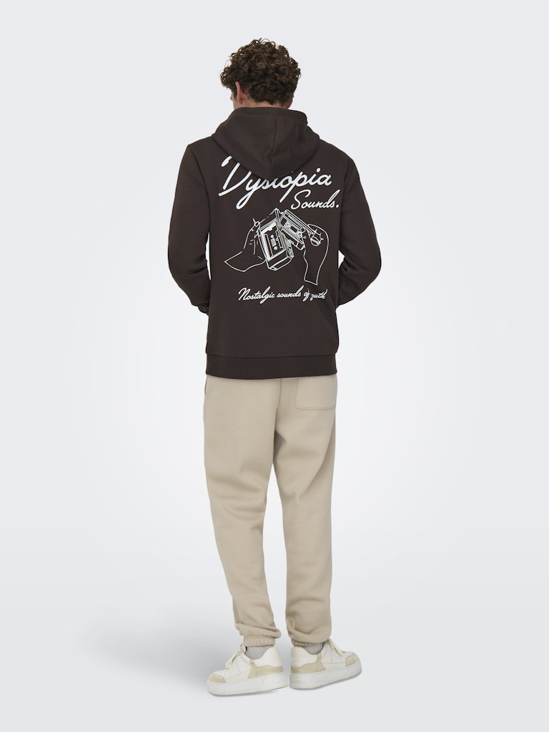 Felpa Only & Sons Hoodie Brown