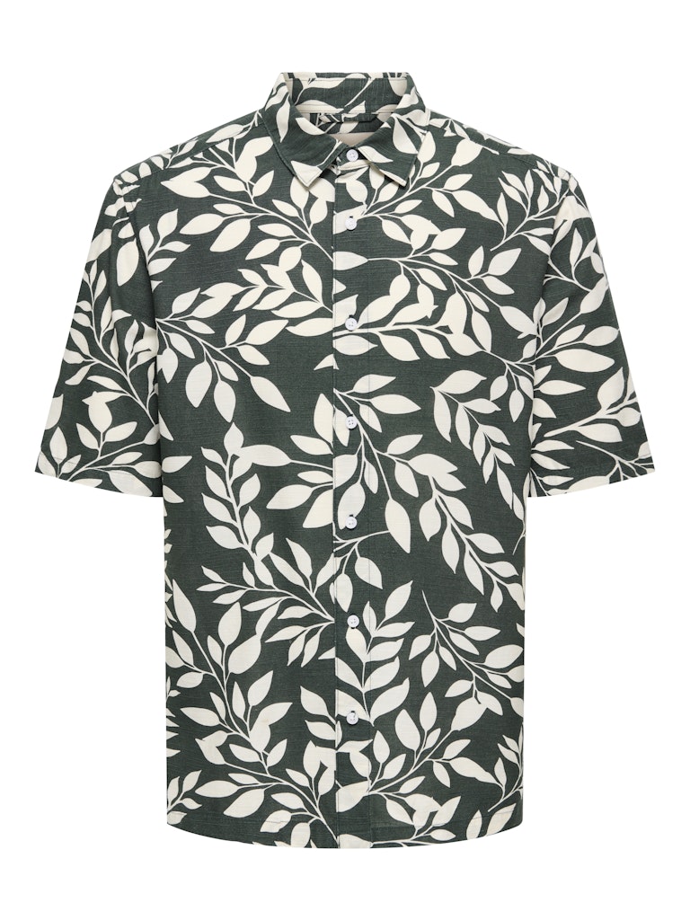 CAMICIA SHARVI LINO MANICA CORTA FOGLIE