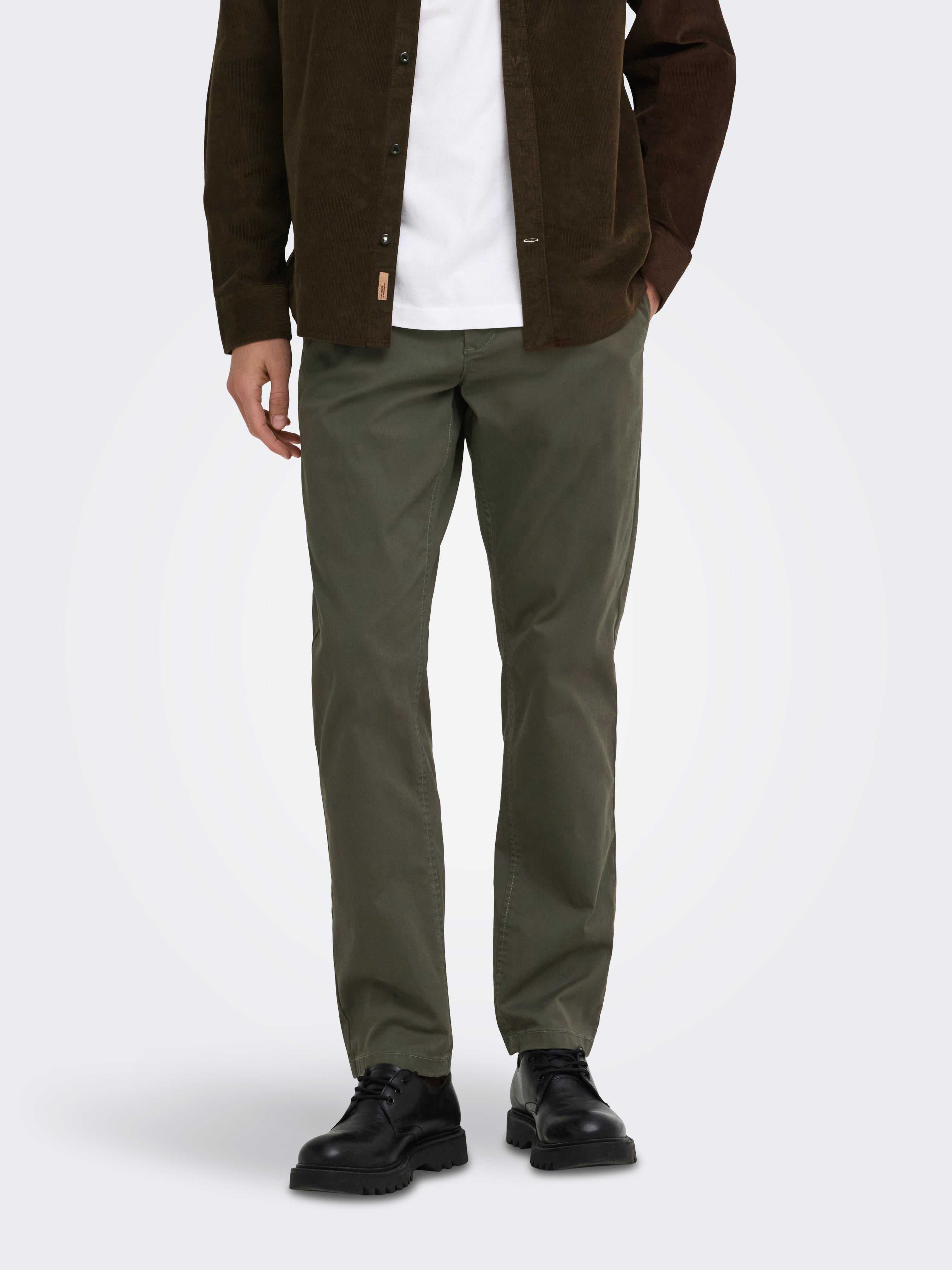 Pantaloni Chino Mark Verde Oliva in Twill