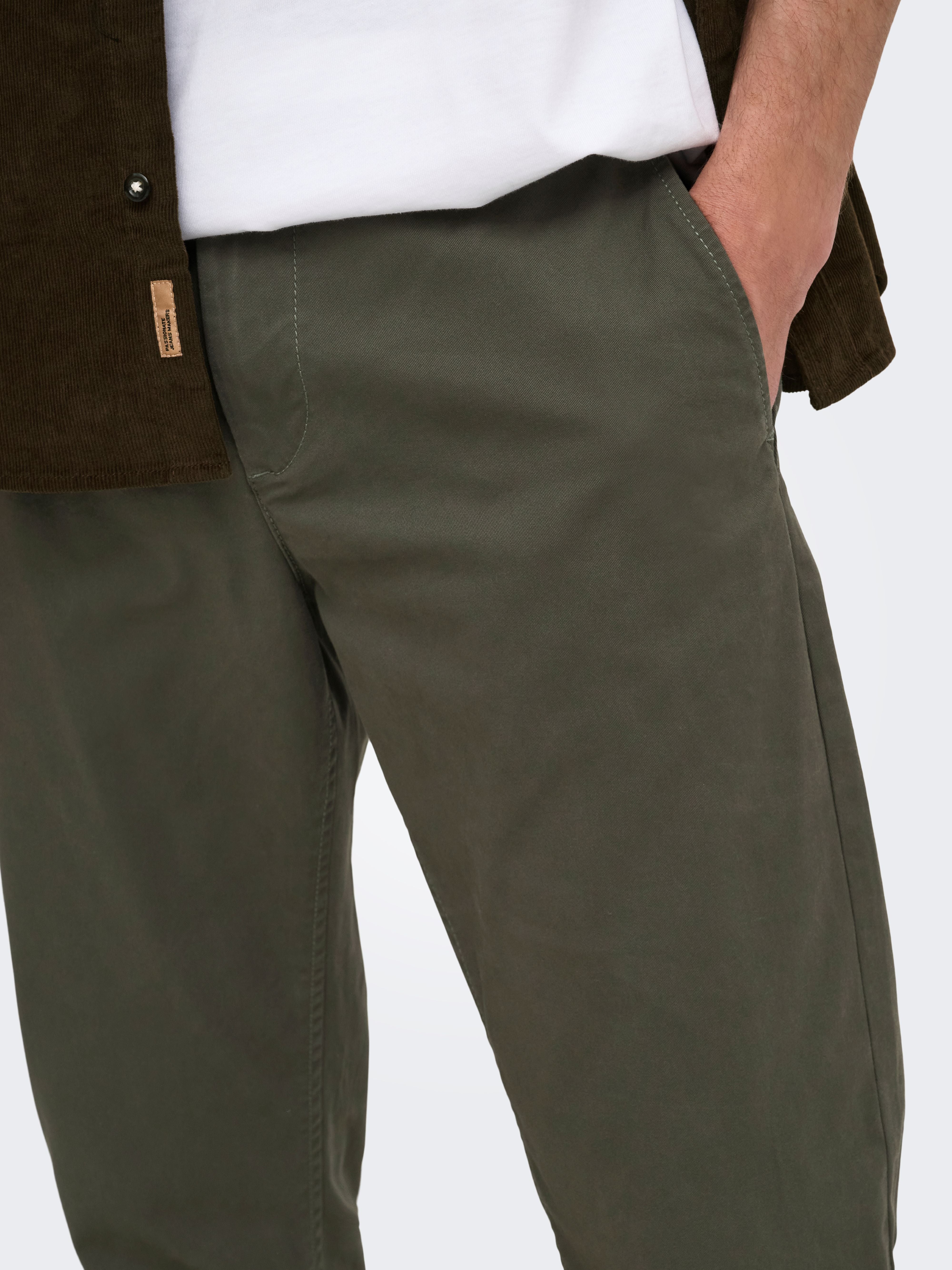 Pantaloni Chino Mark Verde Oliva in Twill