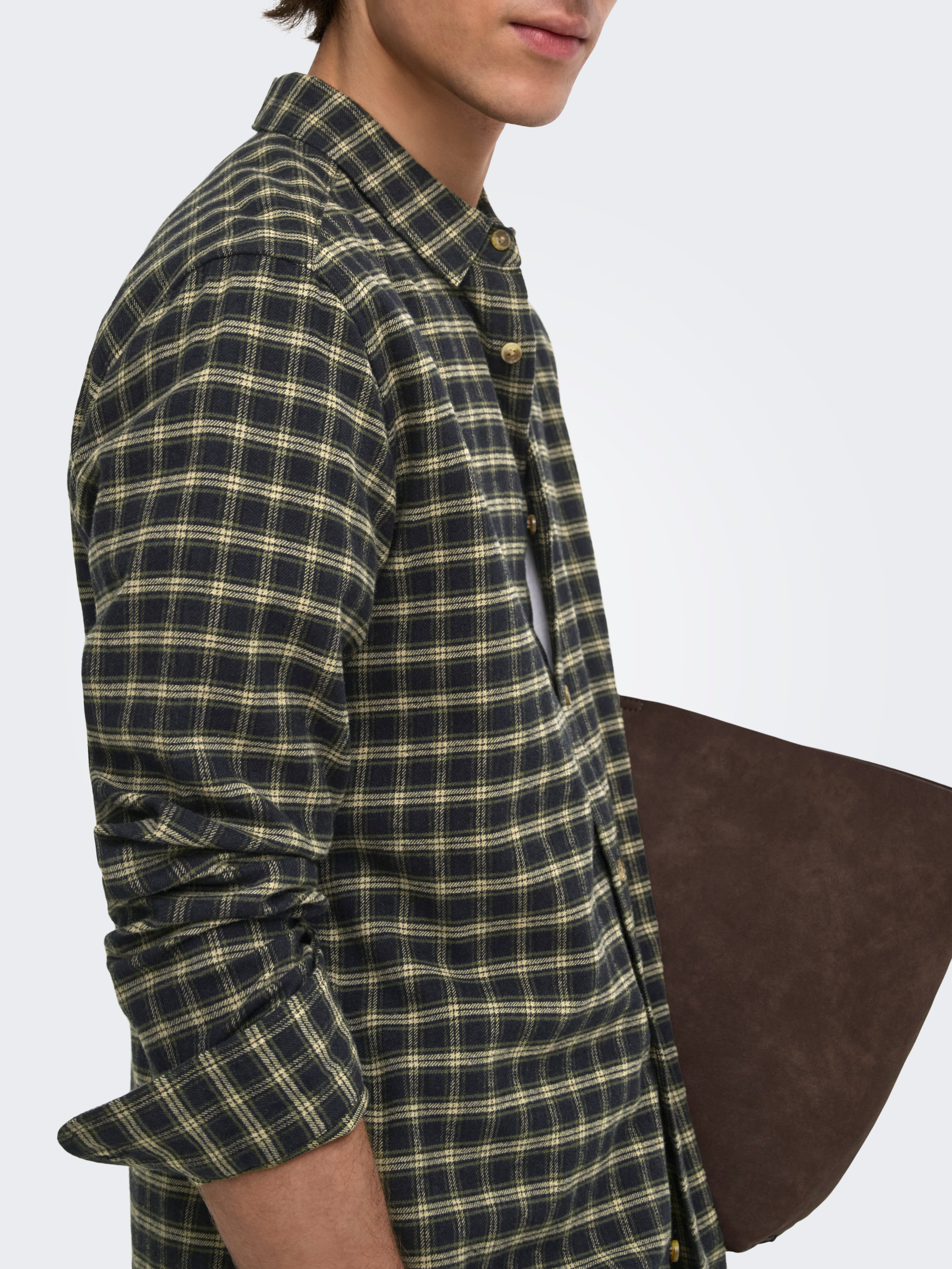 Camicia Liam Slim Fit a Quadri Verde e Ocra