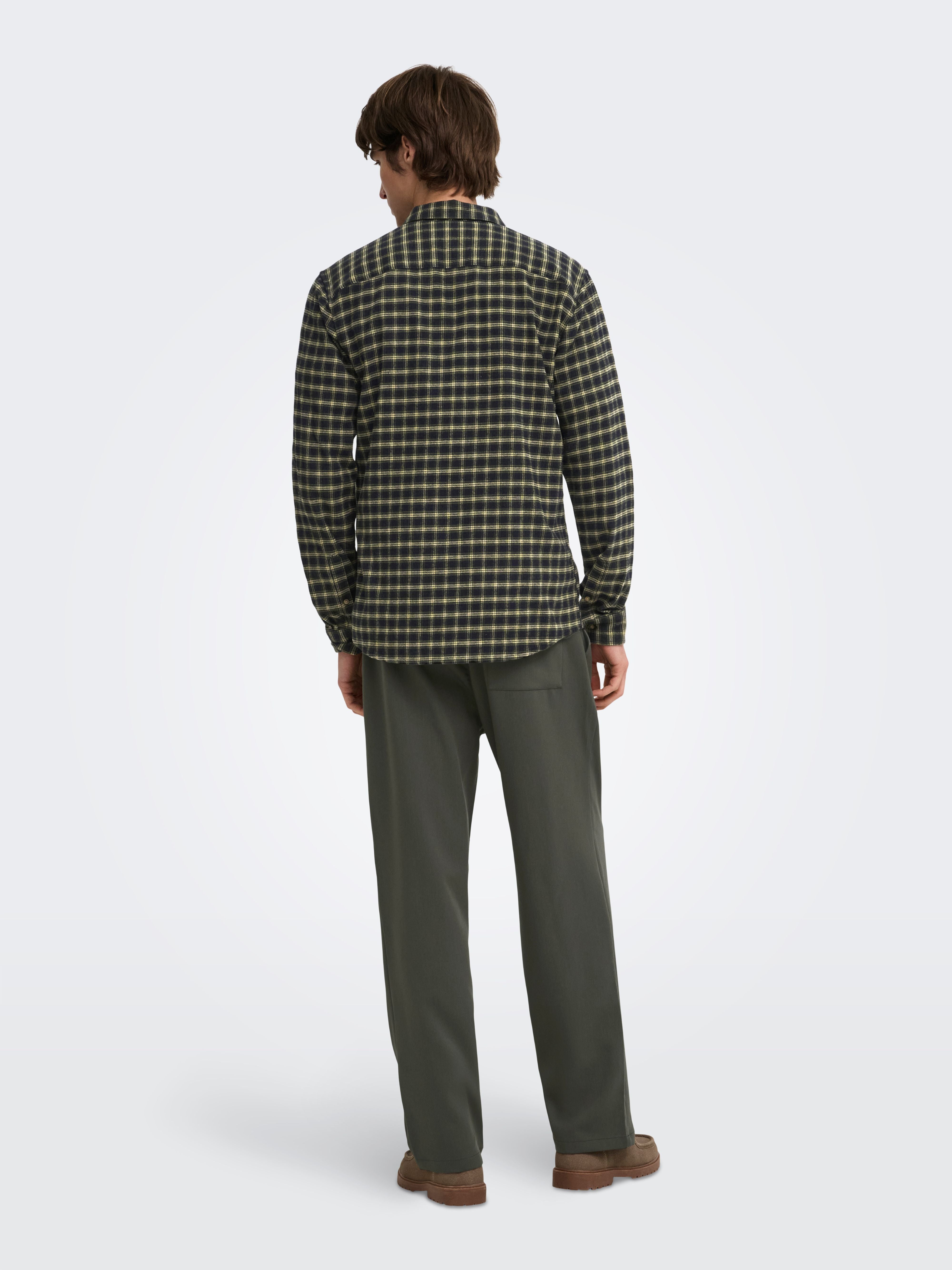 Camicia Liam Slim Fit a Quadri Verde e Ocra