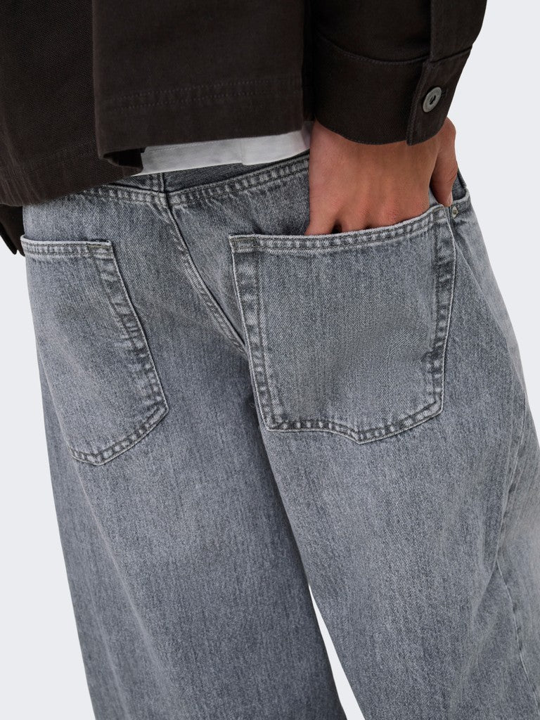 Jeans Kayce Barrel Fit Wide Leg – Grigio Lavato