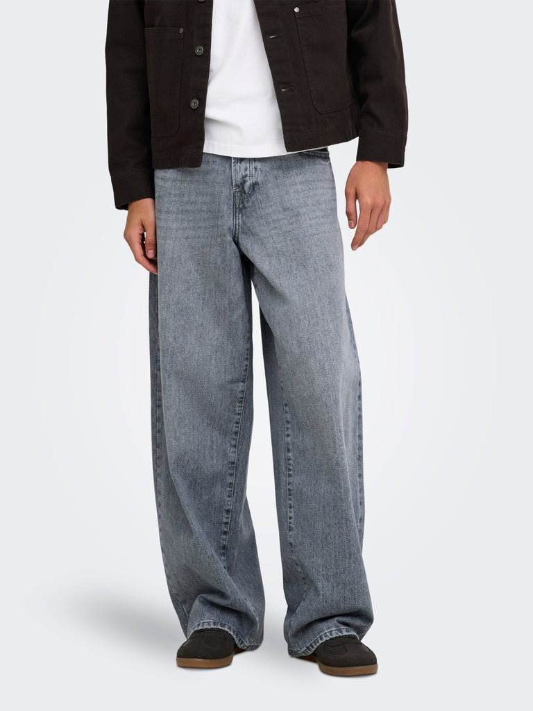 Jeans Kayce Barrel Fit Wide Leg – Grigio Lavato
