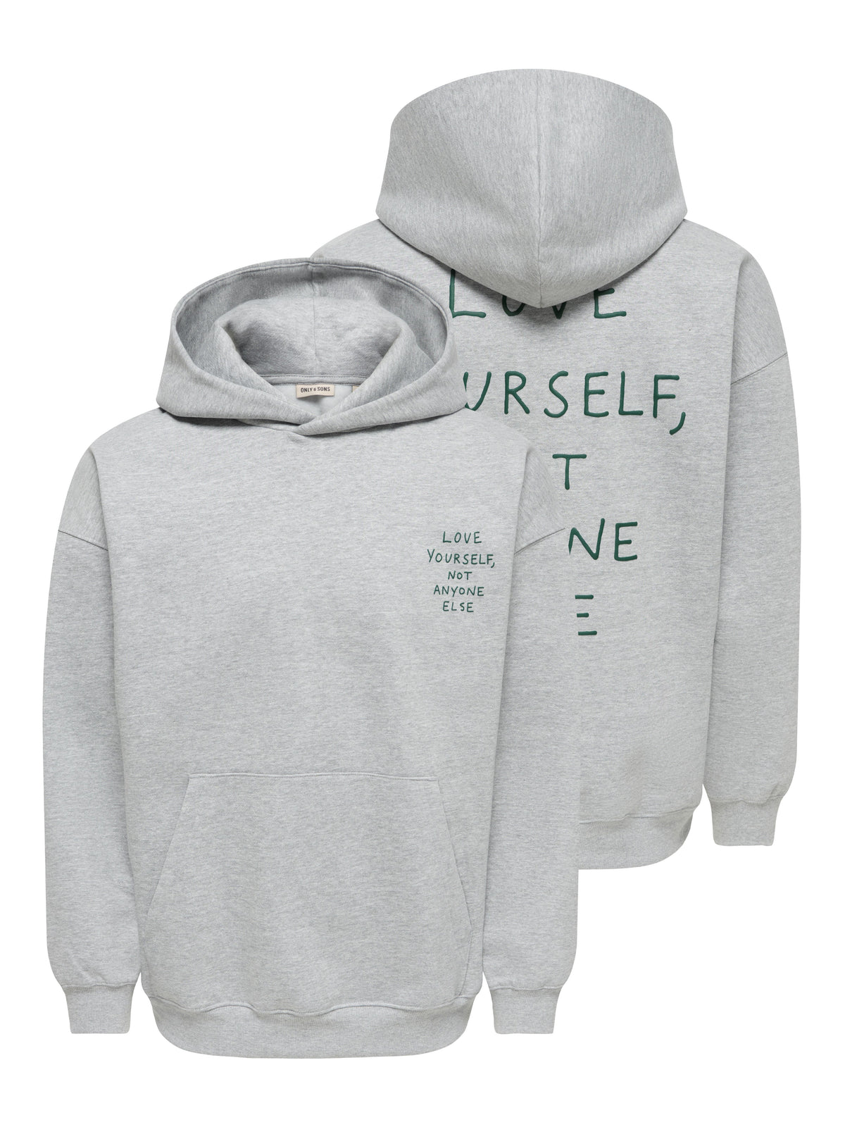 Felpa Henry Oversize con Cappuccio Grigio Chiaro Melange