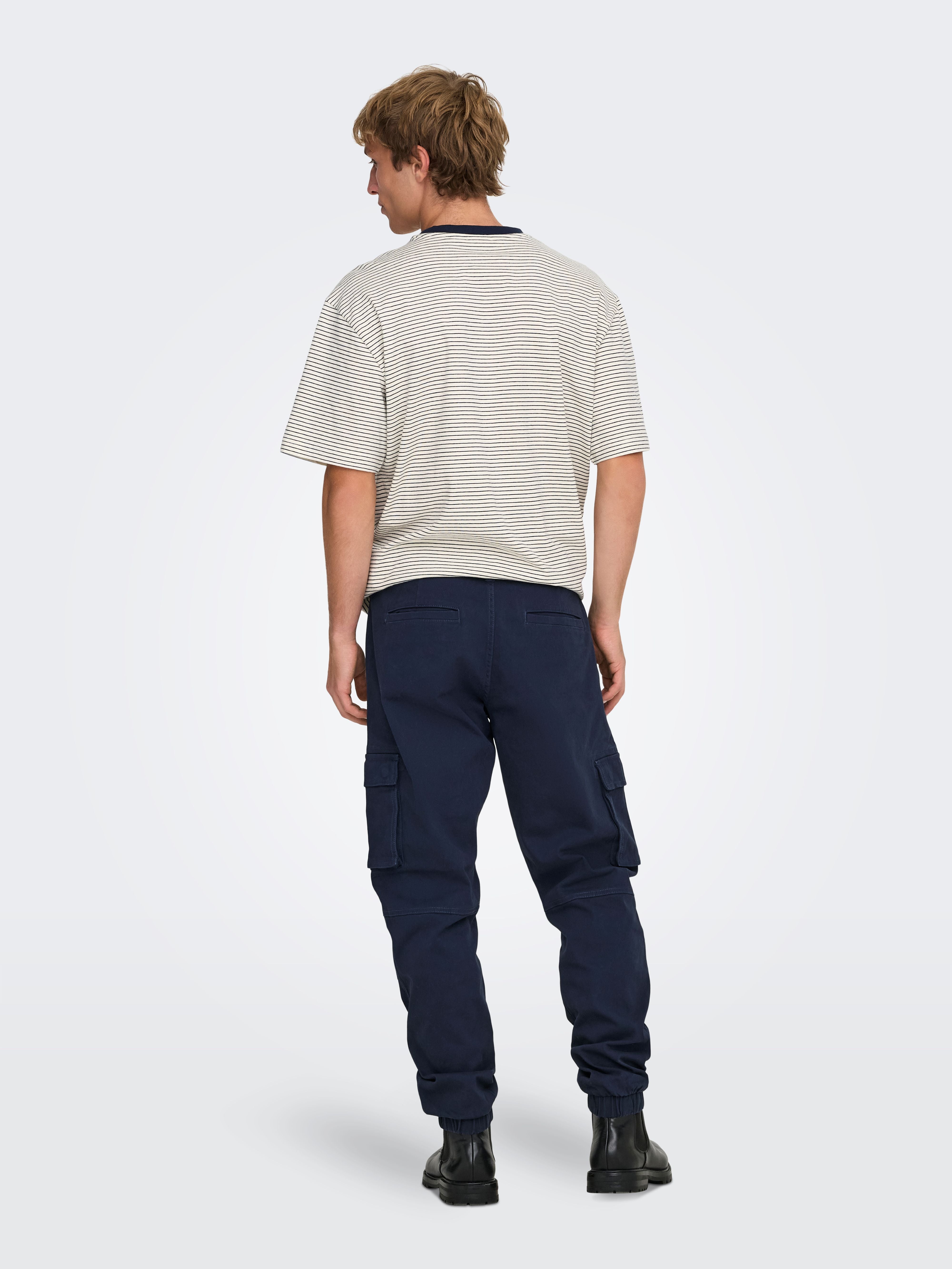 Pantalone Cargo Luc Blu Tapered Fit Twill