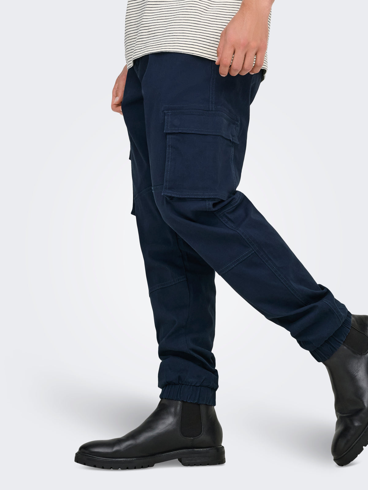Pantalone Cargo Luc Blu Tapered Fit Twill