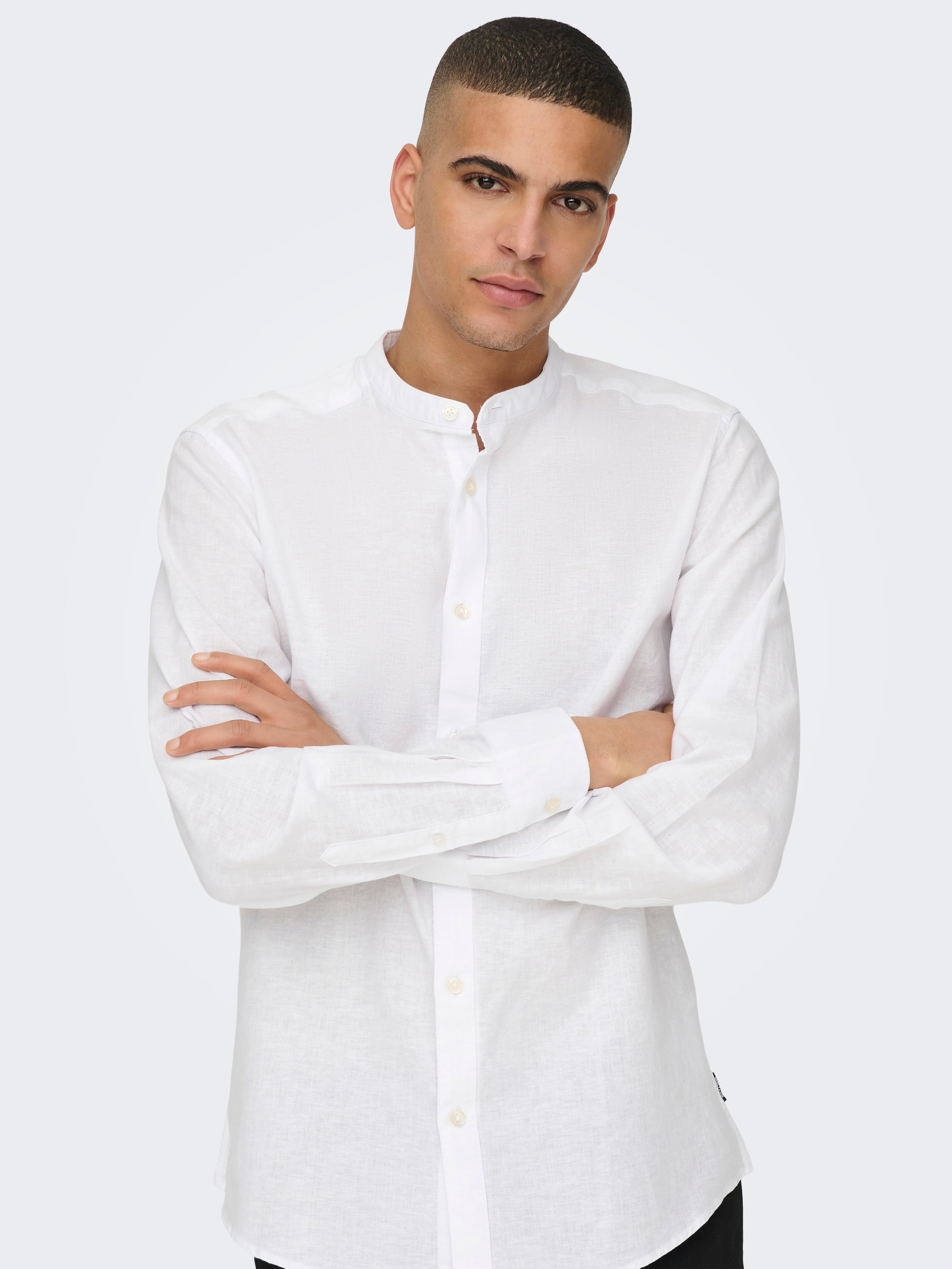 Camicia Caiden in Misto Lino Bianca