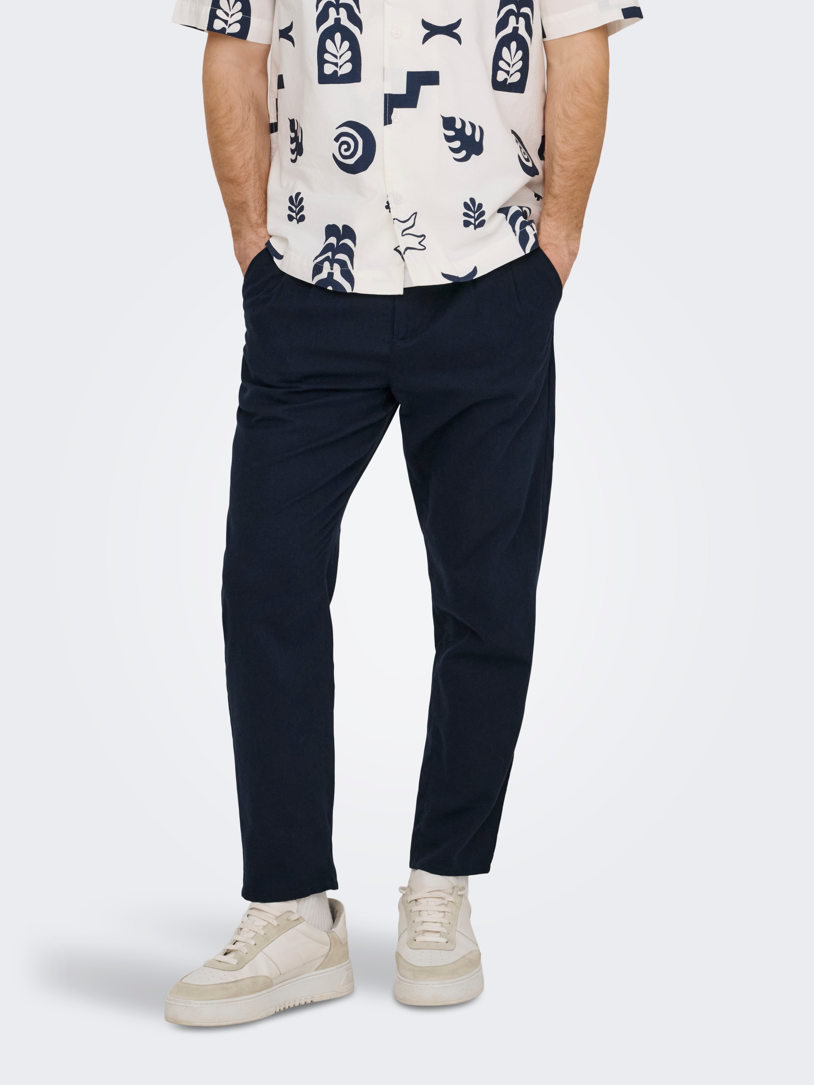 Pantalone Leo Tapered Cropped Blu Navy