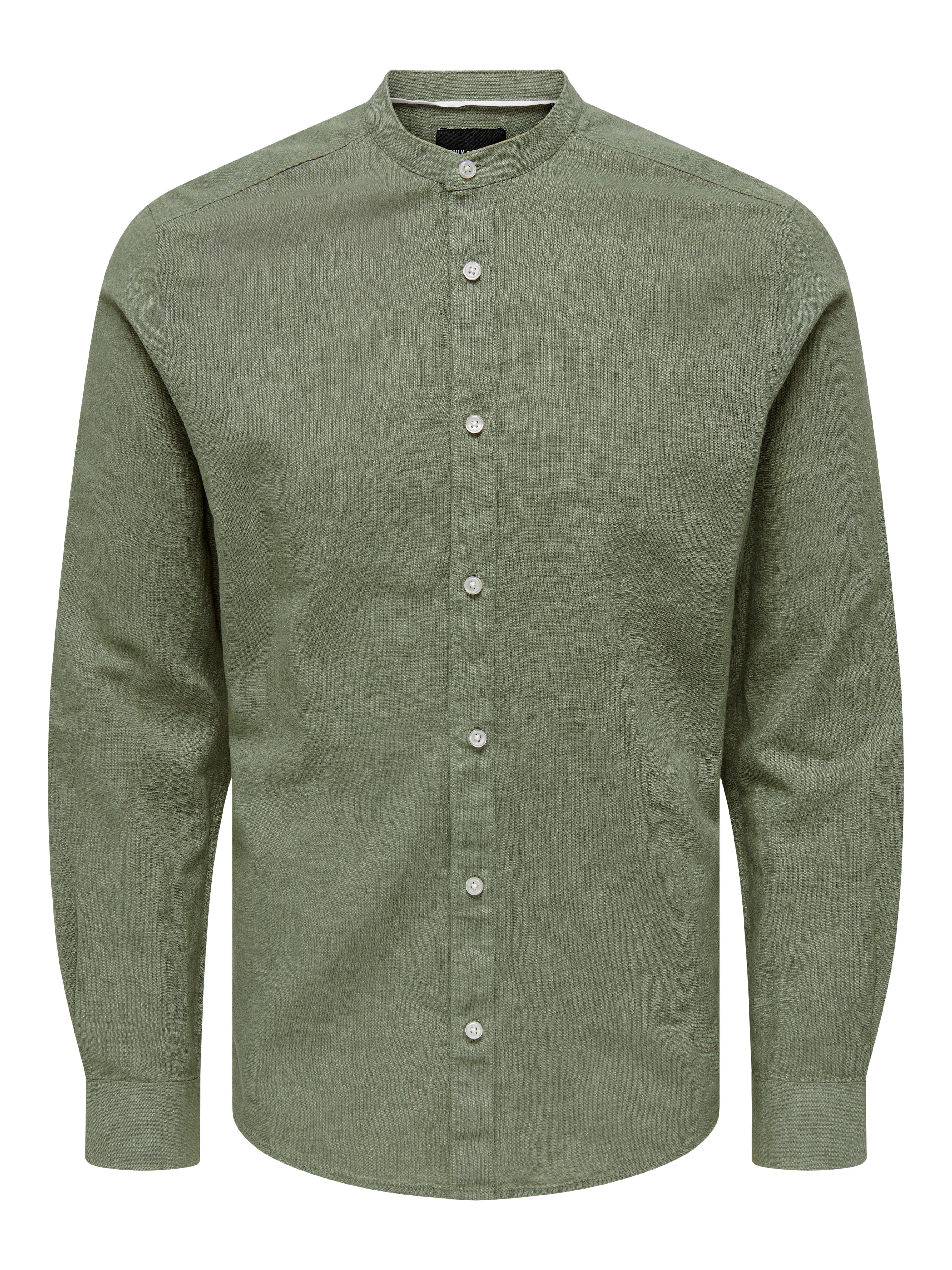 Camicia Caiden in Misto Lino Verde Salvia