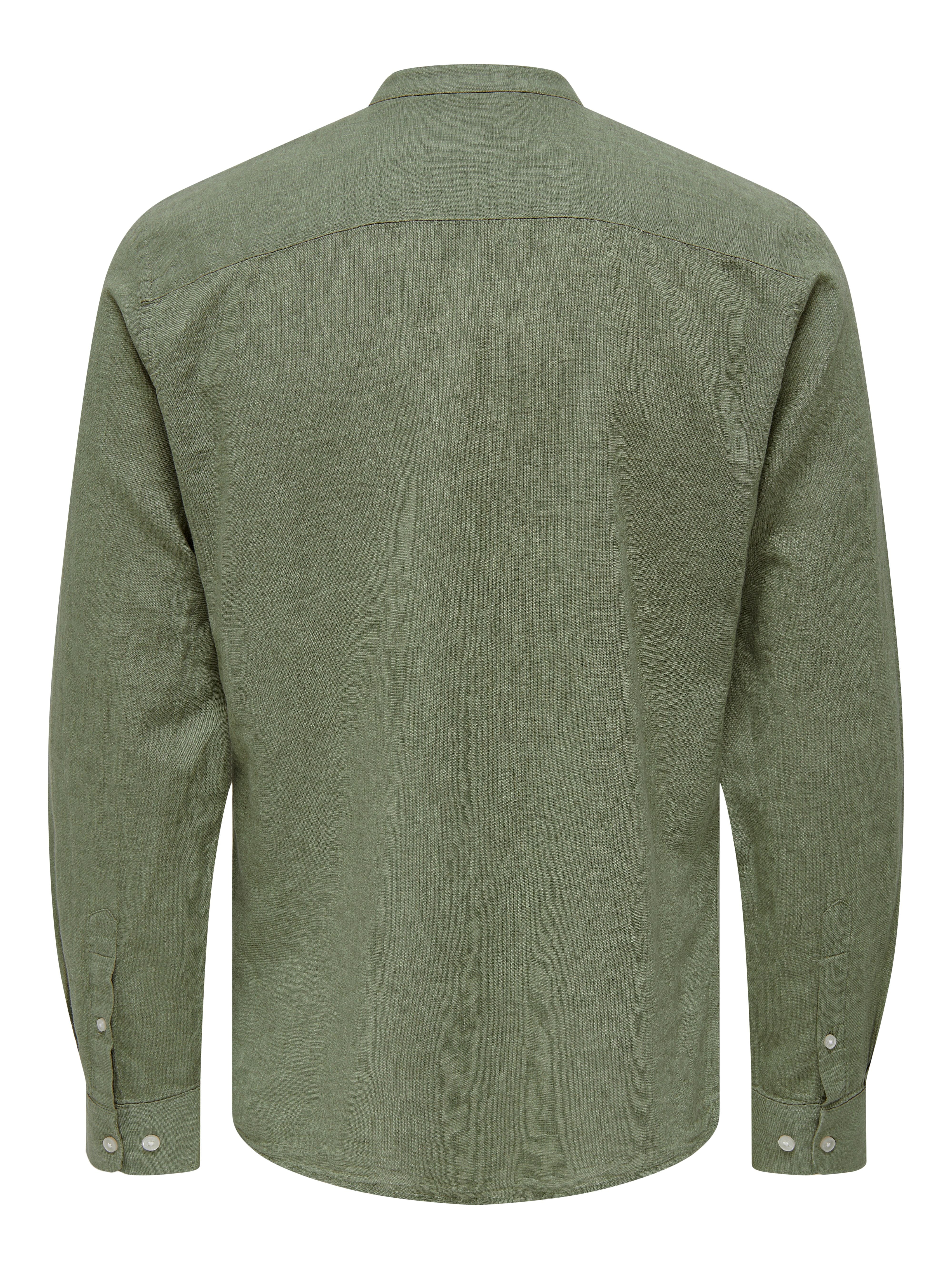 Camicia Caiden in Misto Lino Verde Salvia