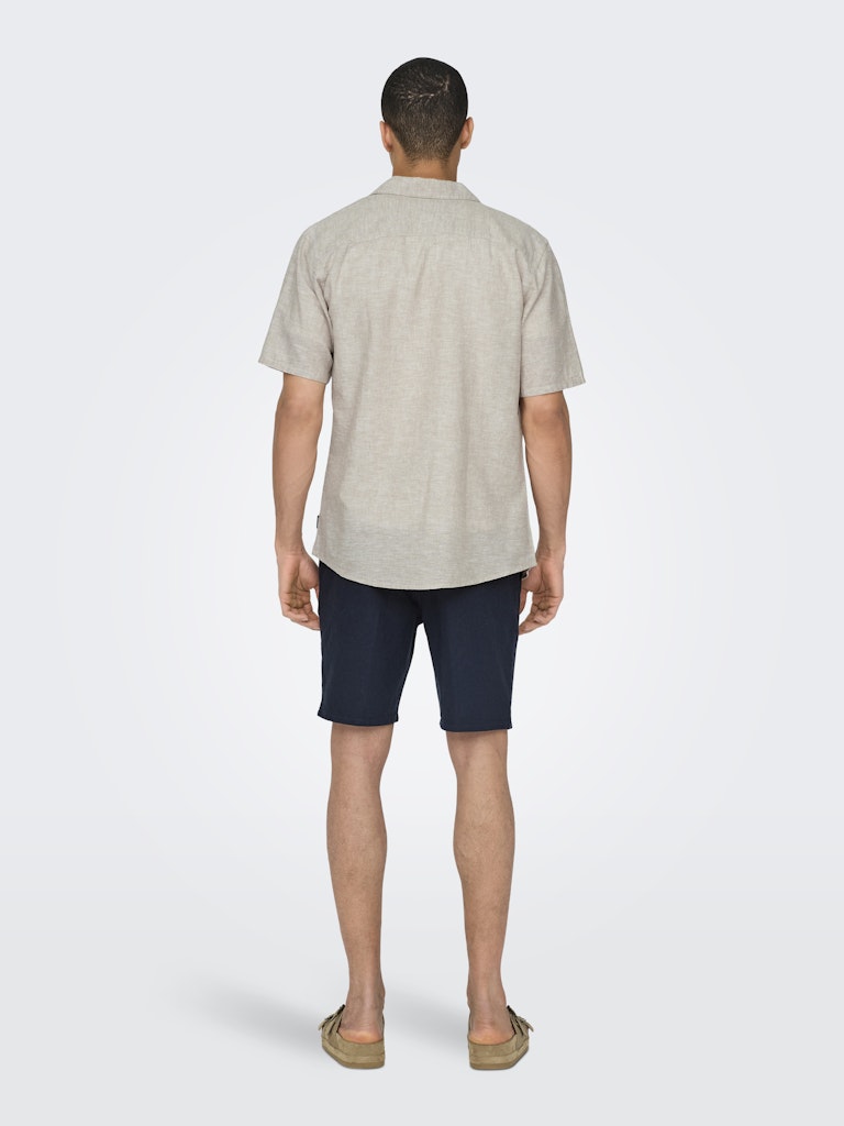 Camicia Caiden manica corta Misto lino Sabbia