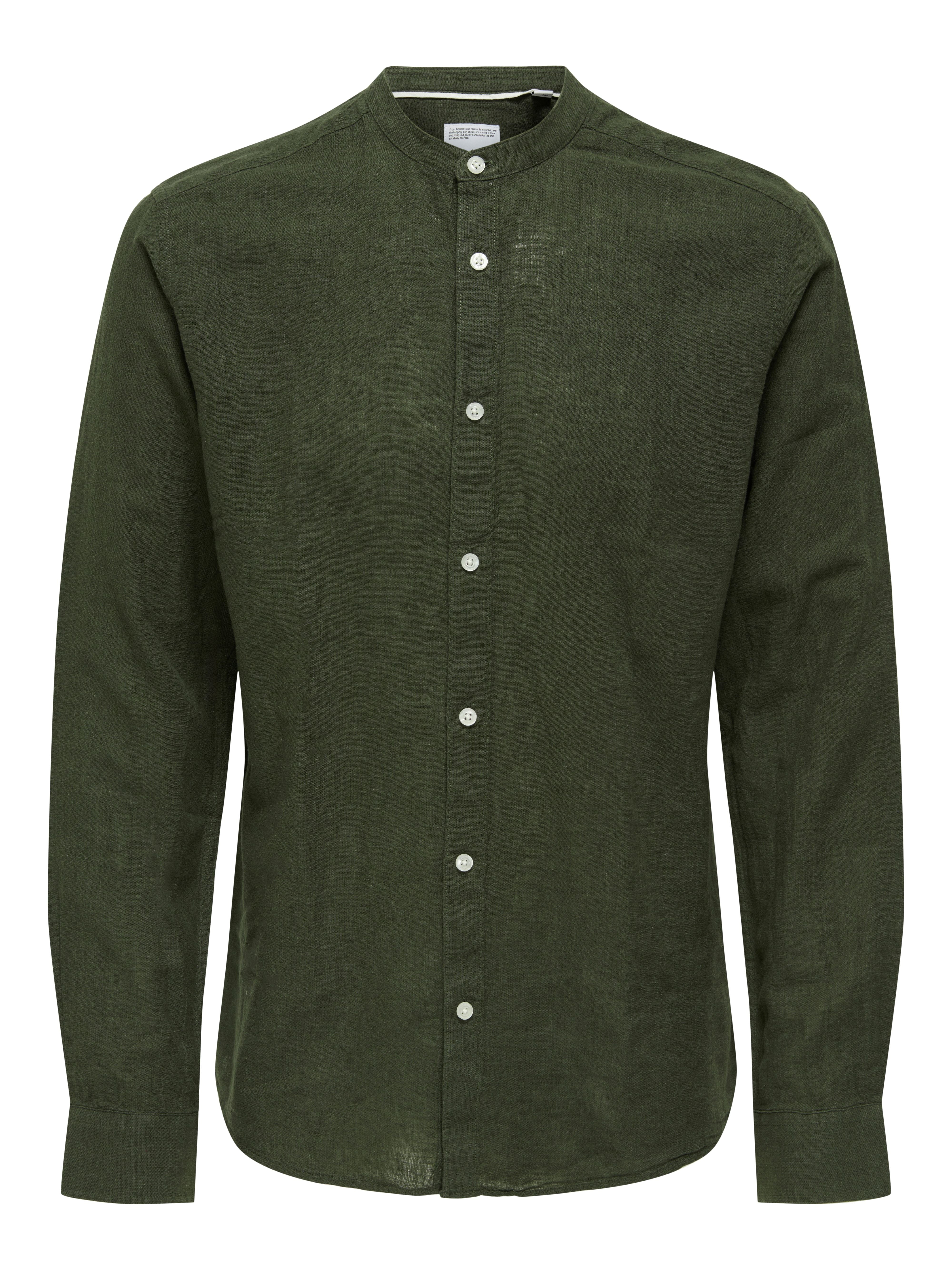 Camicia Caiden in Misto Lino Verde kaki