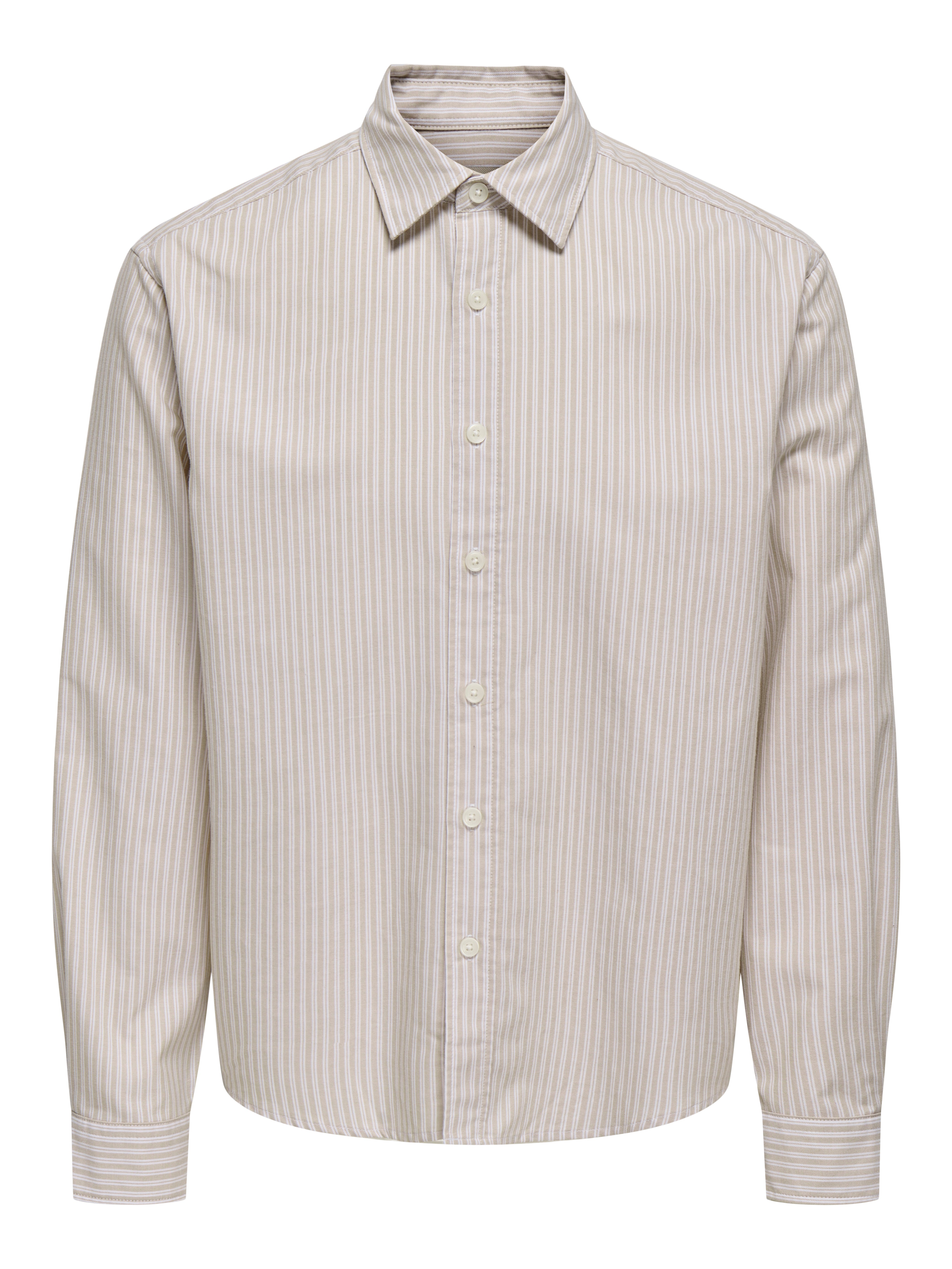 Camicia Only and sons Giorgio Righe bianco e sabbia