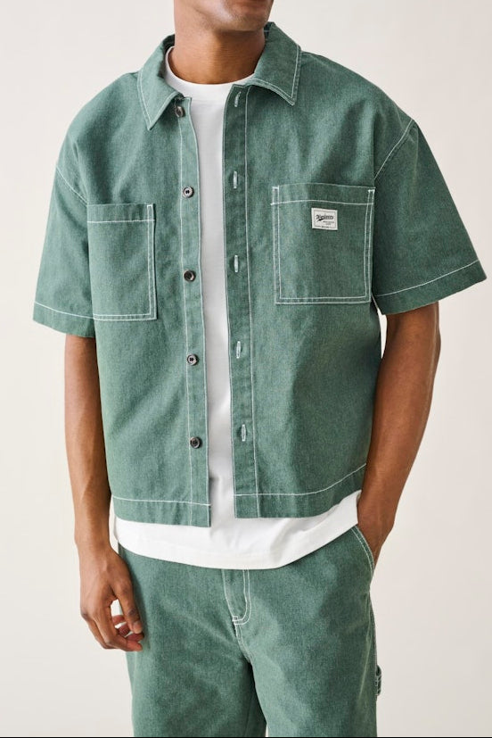 Camicia  Zeland in jeans leggero Dark green maniche corte