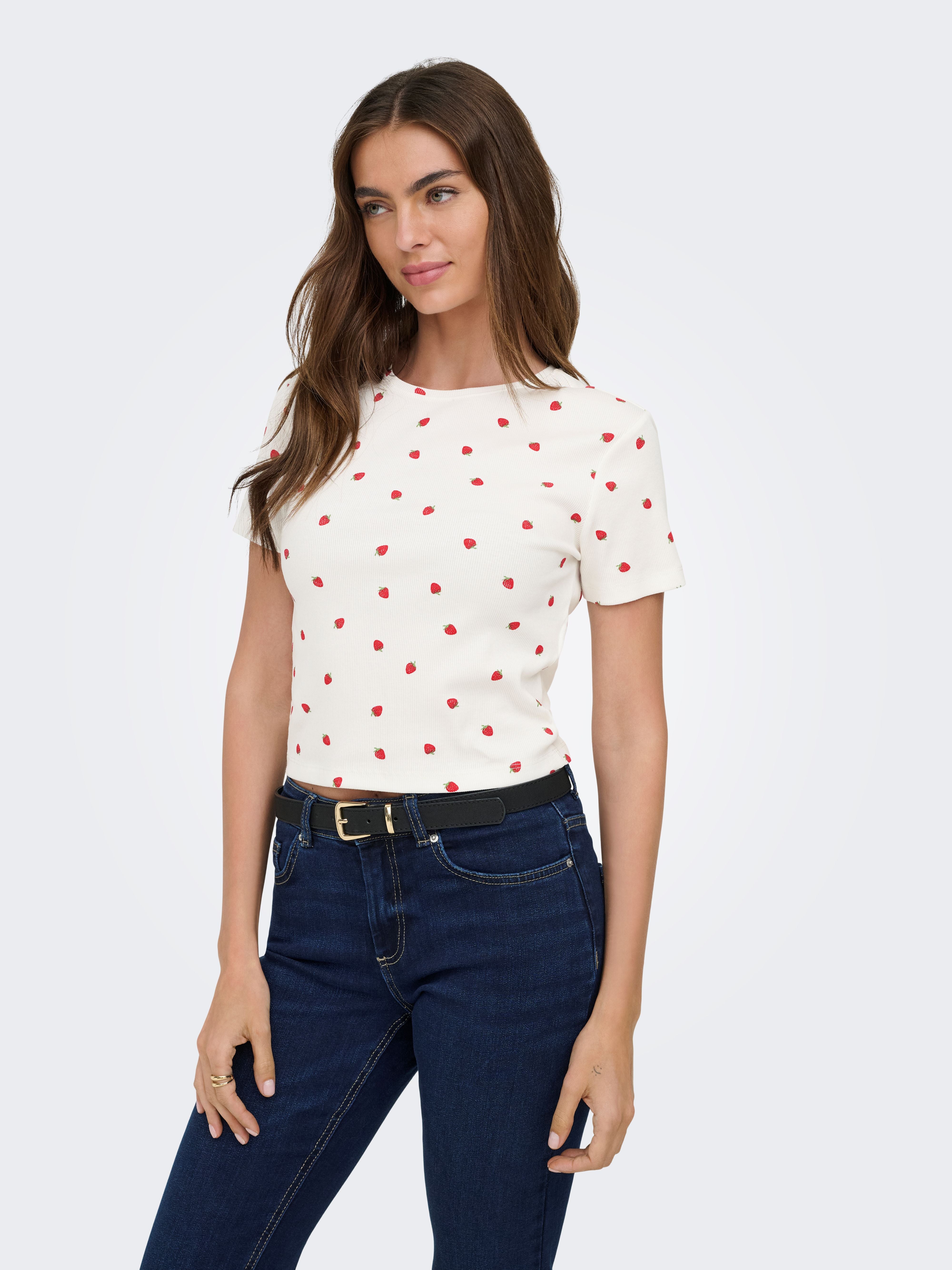 T-shirt Fenja a Costine Fragola