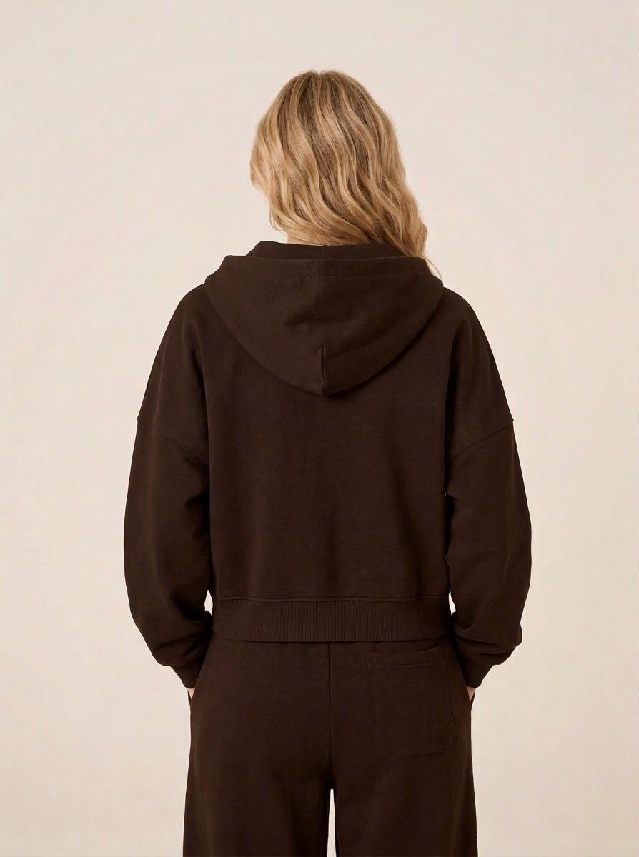 Felpa Felpata con Zip e Cappuccio Cioccolato Street Lab