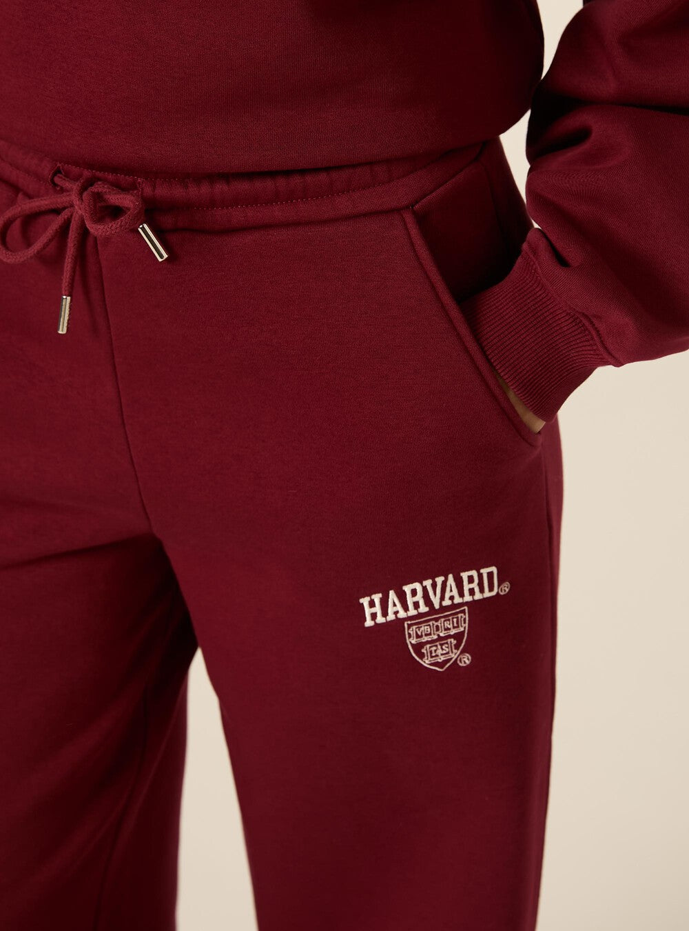 Pantaloni Campus Harvard Wide Leg Felpati Borgogna