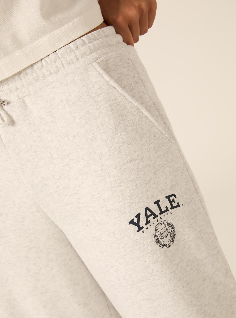 Pantaloni Tuta Campus Yale Wide Leg Felpati Grigio Melange
