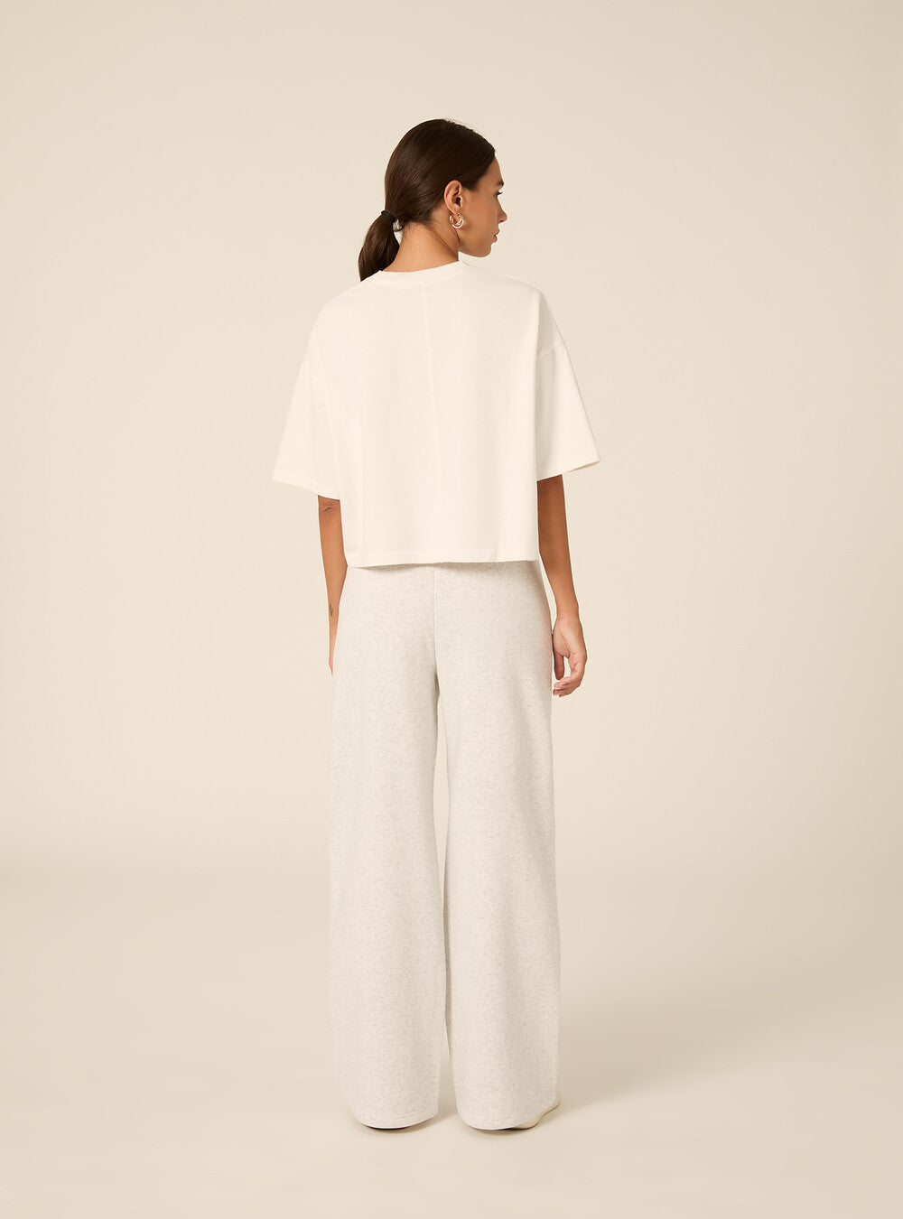Pantaloni Tuta Campus Yale Wide Leg Felpati Grigio Melange