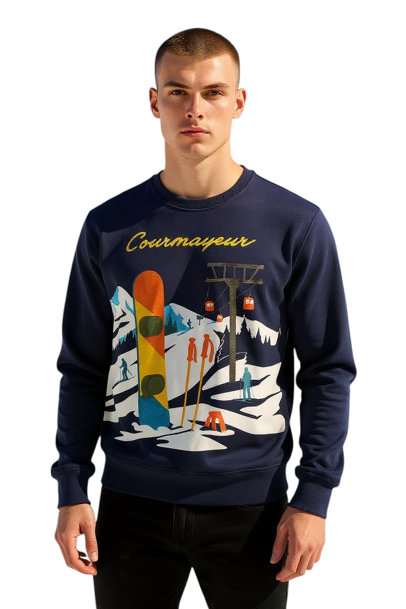 Felpa Courmayeur Blu felpata
