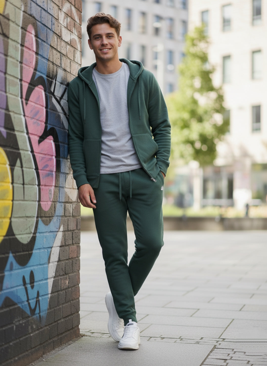 Pantalone tuta felpato Sidney verde Bosco