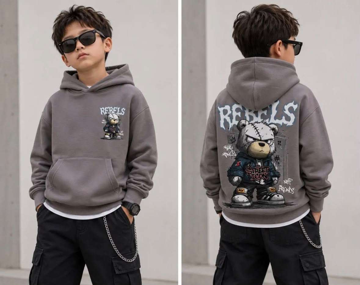 Felpa Felpata Con Cappuccio Bad Bear Grigio