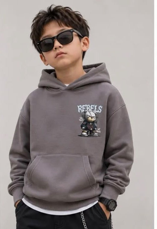 Felpa Felpata Con Cappuccio Bad Bear Grigio
