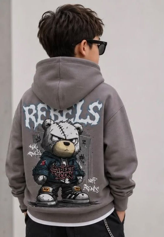 Felpa Felpata Con Cappuccio Bad Bear Grigio