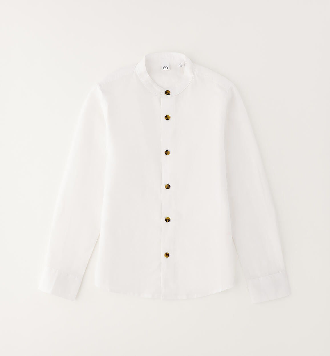 Camicia Amalfi Coreana in Misto Lino Bianca