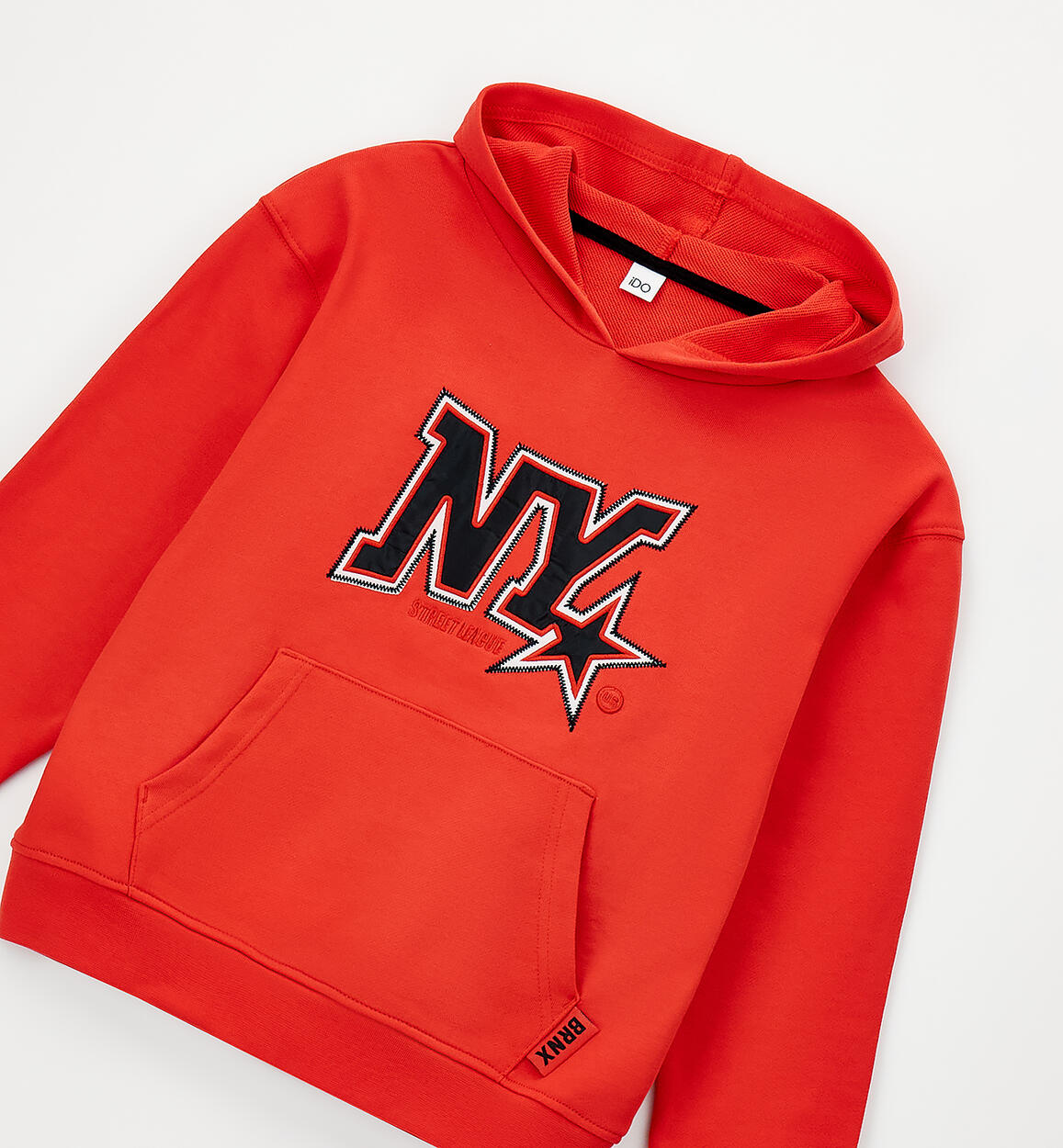 Felpa con Cappuccio Street Style Rosso NY Garzata