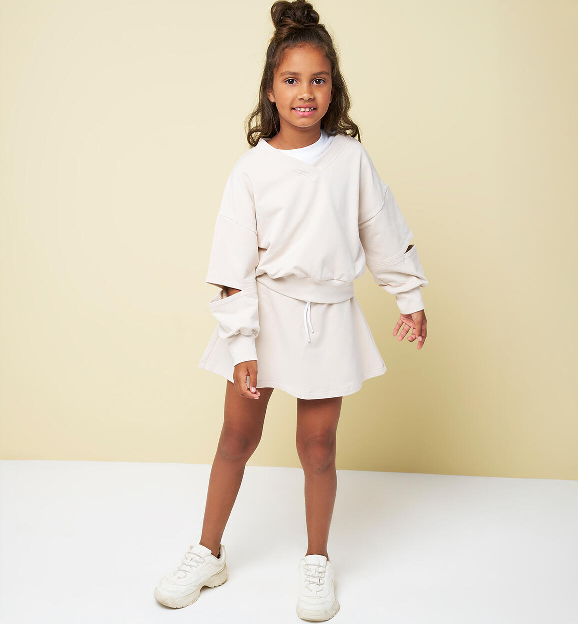 Gonna Pantalone Skort in Cotone Ecru