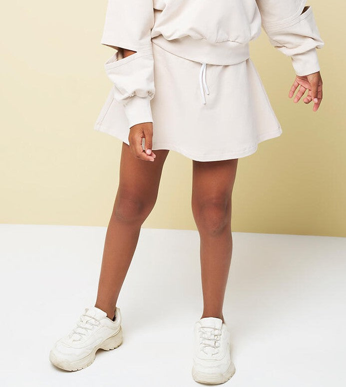 Gonna Pantalone Skort in Cotone Ecru