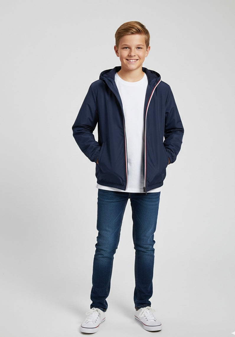 Giacca a vento Yours con Cappuccio "Sporty Navy"