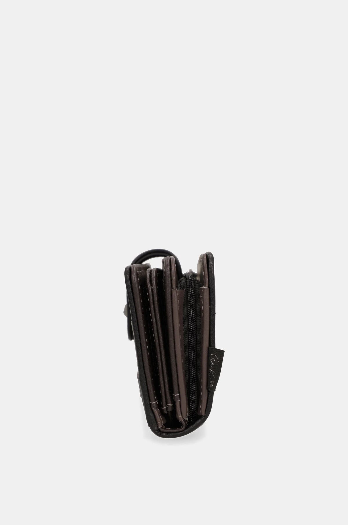 Portafoglio grande RFID Iron con Laccio da Polso e Cerniera Nero e Grigio